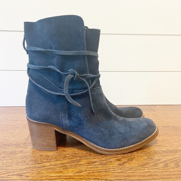 Matta NY | Florentia Italian Blue Suede/ Leather Ankle Boot Size 37 1/2- US 7.5 - Picture 4 of 12